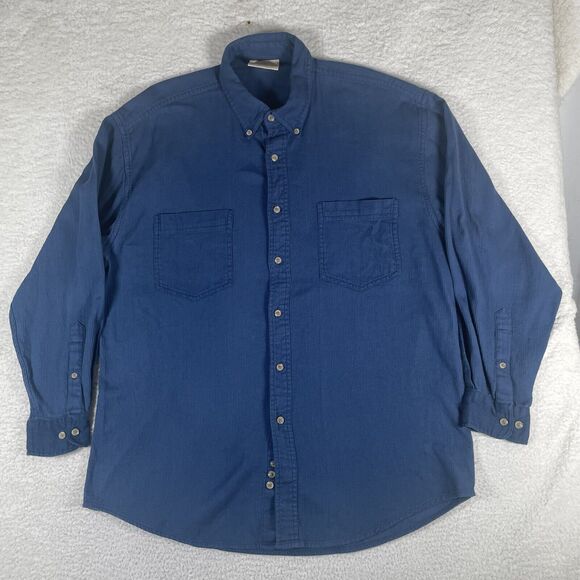 Vintage Montbell Shirt Mens Large Blue Ripstop Waffle Pockets Button Camp Hiking - Picture 1 of 16